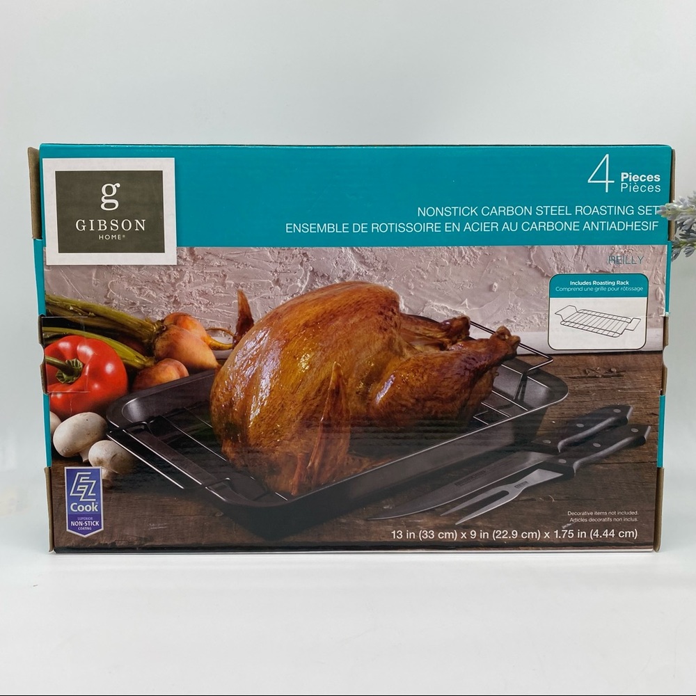Gibson Home 4 pieces nonstick carbon steel roasting set 13 in x 9 in x 1.75 in